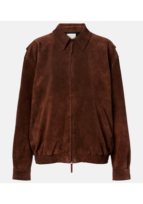 The Row Roana suede bomber jacket