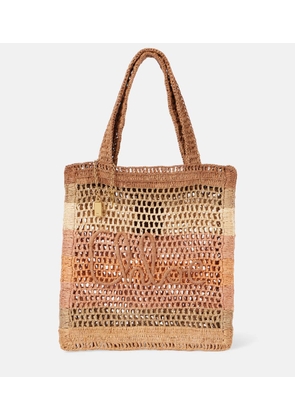 Chloe Summer Banana striped raffia tote bag