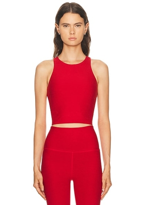Beyond Yoga Spacedye High Neck Cropped Top in Holly Red - Red. Size L (also in M, S, XS).