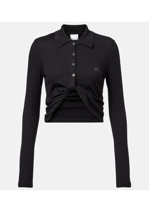 Courreges Cropped cotton polo shirt