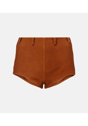 Self-Portrait High-rise suede shorts