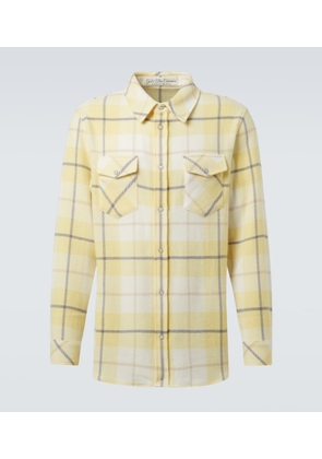 God's True Cashmere Dreamer plaid cashmere shirt with moonstone