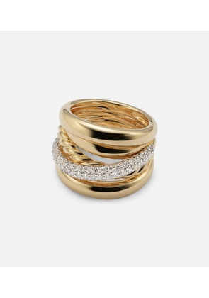 David Yurman DY CrossoverÂ® 18kt gold ring with diamonds