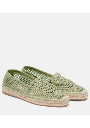 Chloe Isla leather-trimmed crochet espadrilles