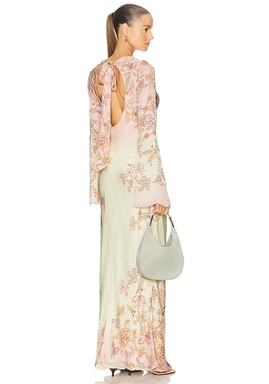 HEMANT AND NANDITA Back Tie Maxi Dress in Yellow & Pink - Yellow. Size M (also in S, XS).