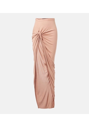 Rick Owens Asymmetric gathered jersey maxi skirt