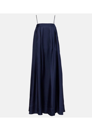 Asceno Heather pleated silk twill maxi dress