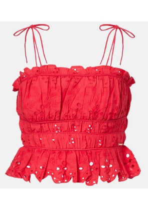 Melissa Odabash Broderie anglaise cropped cotton top