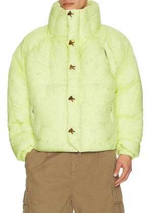 District Vision x Nanga Udd DX Articulated Down Jacket in Citron - Green. Size L (also in M, XL/1X).