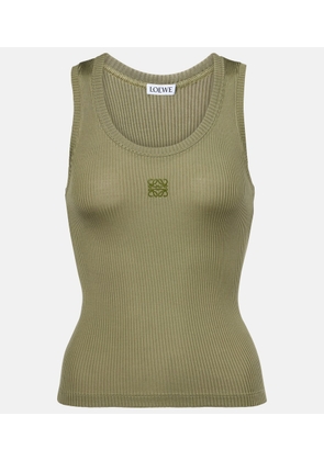 Loewe Anagram ribbed-knit silk tank top
