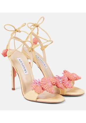 Aquazzura Marea 105 leather-trimmed raffia sandals