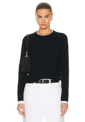 Guest In Residence Shrunken Crew Cashmere Top in Midnight in Black - Black. Size L (also in M, S, XL, XS).