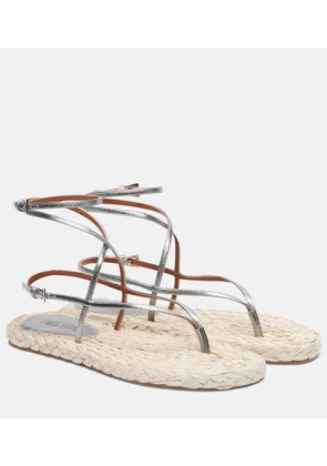 Paris Texas Hydra metallic leather and raffia sandals