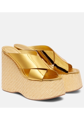 Paris Texas Mara metallic leather wedge mules