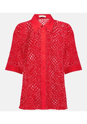 SIR Rayure cotton-blend crochet shirt