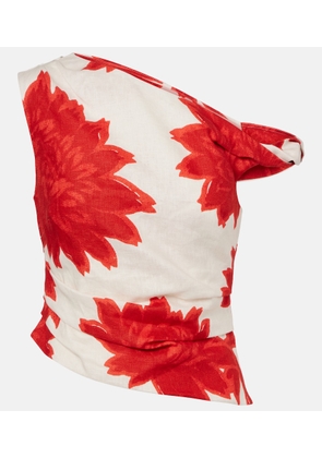 SIR Floral draped linen top
