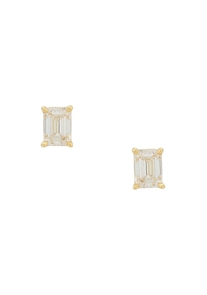 AZLEE Allure Emerald Cut Diamond Stud Earrings in 18k Yellow Gold - Metallic Gold. Size all.