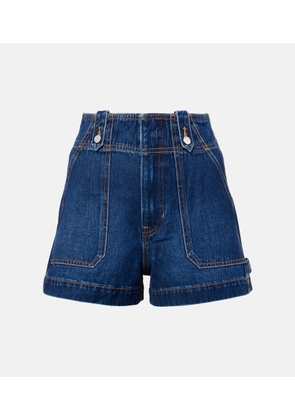 Veronica Beard Jaffee pleated high-rise denim shorts