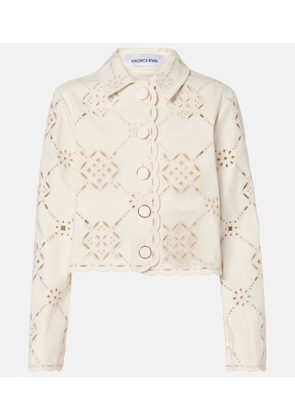 Veronica Beard Adelaide laser-cut cropped cotton jacket