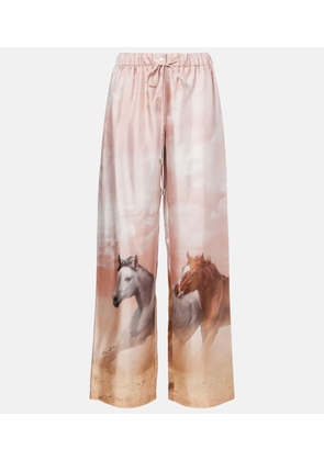The Attico Printed silk twill palazzo pants