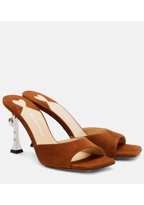 Mach & Mach Puffy Heart Ring 95 suede mules