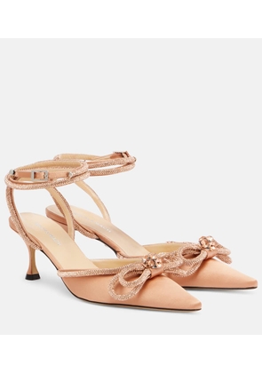 Mach & Mach Double Bow 65 embellished satin pumps