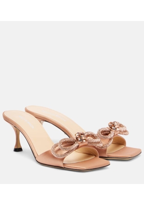 Mach & Mach Double Bow embellished satin 65 mules