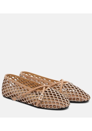 Mach & Mach Sparkle Mesh embellished suede ballet flats