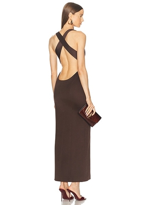 GALVAN Opta Dress in Chocolate - Brown. Size 40 (also in 42).