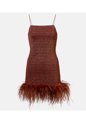 Oseree Lumiere Plumage feather-trimmed minidress