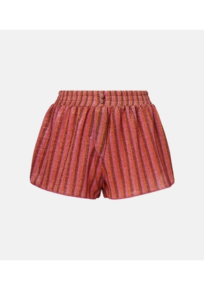 Oseree Striped lame shorts