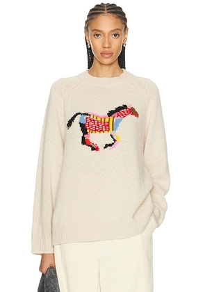 The Elder Statesman Glacier Horse Sweater in Ecru - Cream. Size L (also in M).