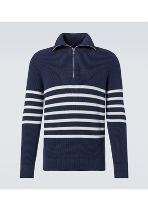 Brunello Cucinelli Striped cotton half-zip sweater
