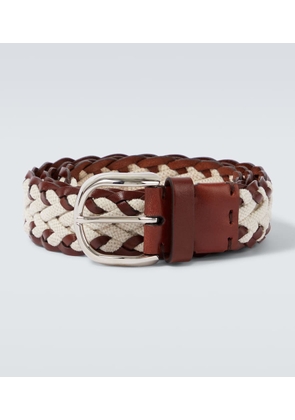 Brunello Cucinelli Braided leather and canvas belt