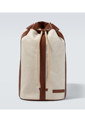 Brunello Cucinelli Leather-trimmed canvas backpack