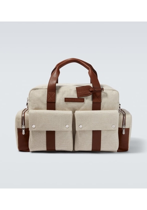 Brunello Cucinelli Leather-trimmed canvas duffel bag