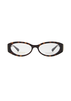 Gucci Hailey Optical Eyeglasses in Havana & Transparent - Brown. Size all.