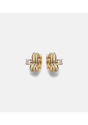 Stone and Strand Second Hole Freddy 14kt gold huggie earrings with diamonds