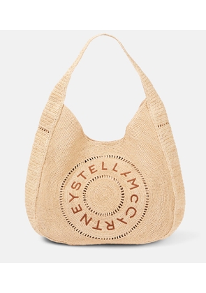 Stella McCartney Logo embroidered raffia tote bag