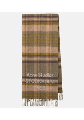 Acne Studios Logo checked wool scarf