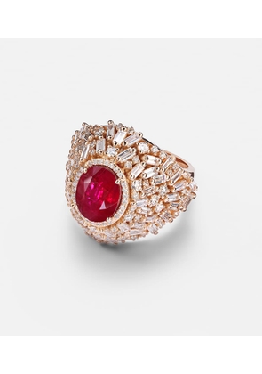 Suzanne Kalan Dome 18kt rose gold ring with ruby and diamonds