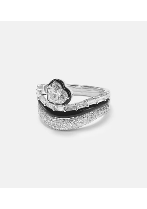 Kamyen Art Deco Heart 18kt white gold ring with diamonds