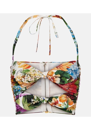 Dolce&Gabbana Cutout floral cotton crop top
