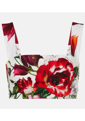 Dolce&Gabbana Floral cotton poplin bra top
