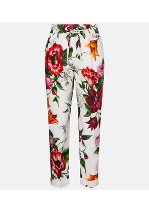 Dolce&Gabbana Floral high-rise cotton straight pants