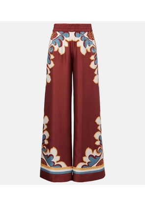 La DoubleJ Printed high-rise silk twill palazzo pants