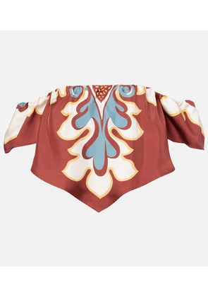 La DoubleJ Sand Dollar off-shoulder silk top