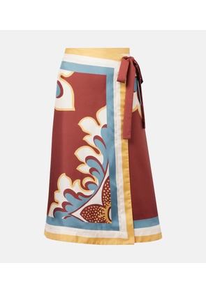 La DoubleJ Printed silk wrap skirt