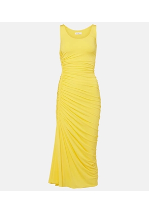 Alaia Asymmetric gathered jersey midi dress
