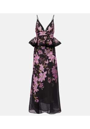 Zimmermann Dawning floral linen and silk gown